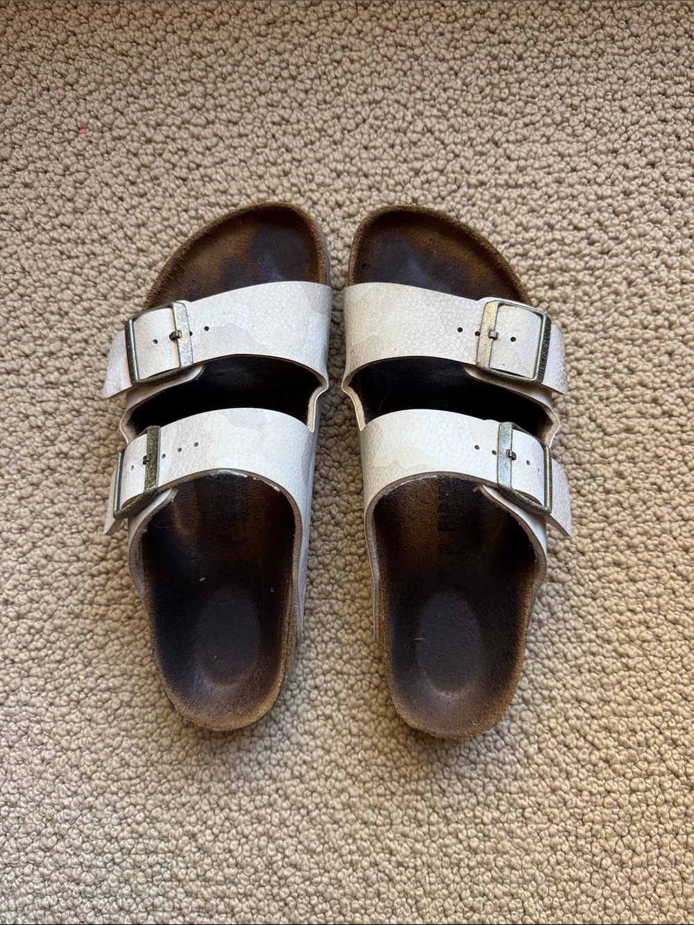 Birkenstock White Double Strap Sandals with Buckles